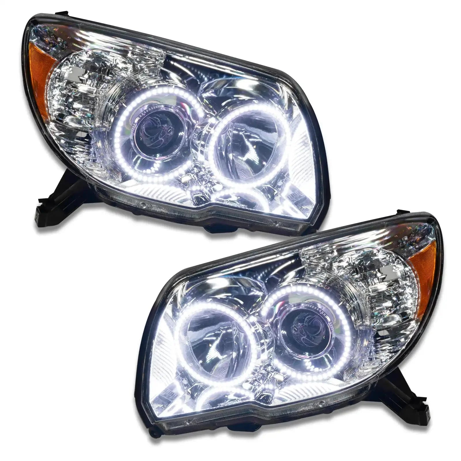 Pair of LED projector headlights with halo rings for Toyota Tacoma