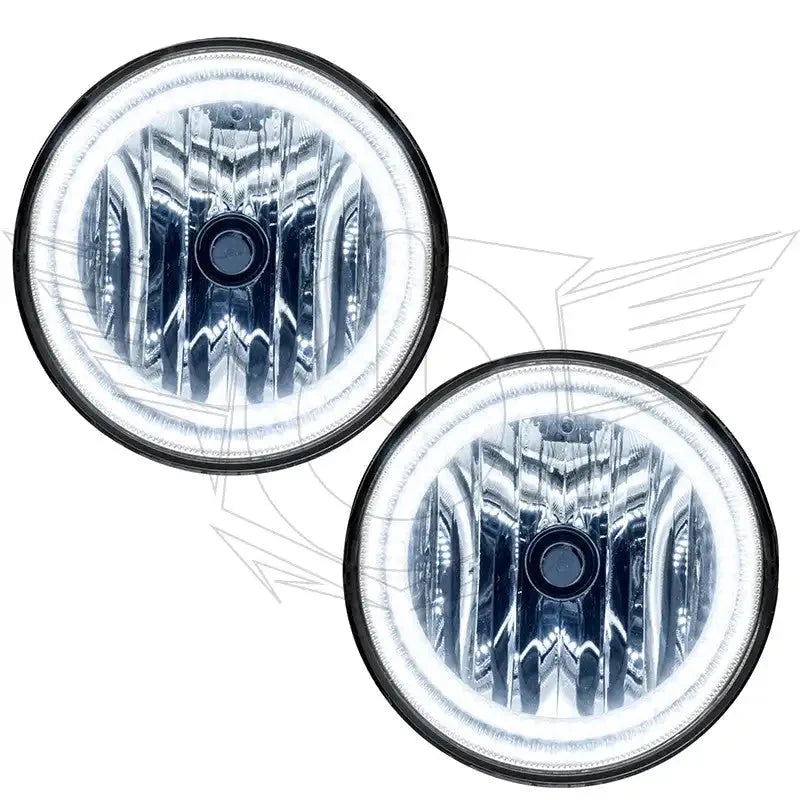 Pair of round LED halo off-road headlights with clear lenses for trucks and SUVs