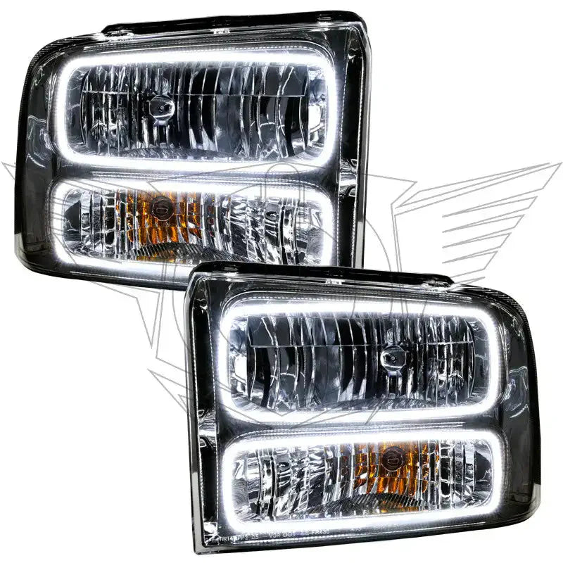 Pair of LED projector headlights with clear lens, designed for off-road vehicles like Toyota Tacoma