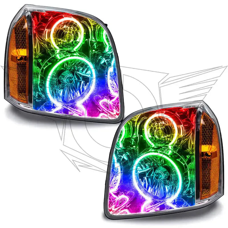 Pair of custom rainbow LED projector headlights for off-road trucks or SUVs