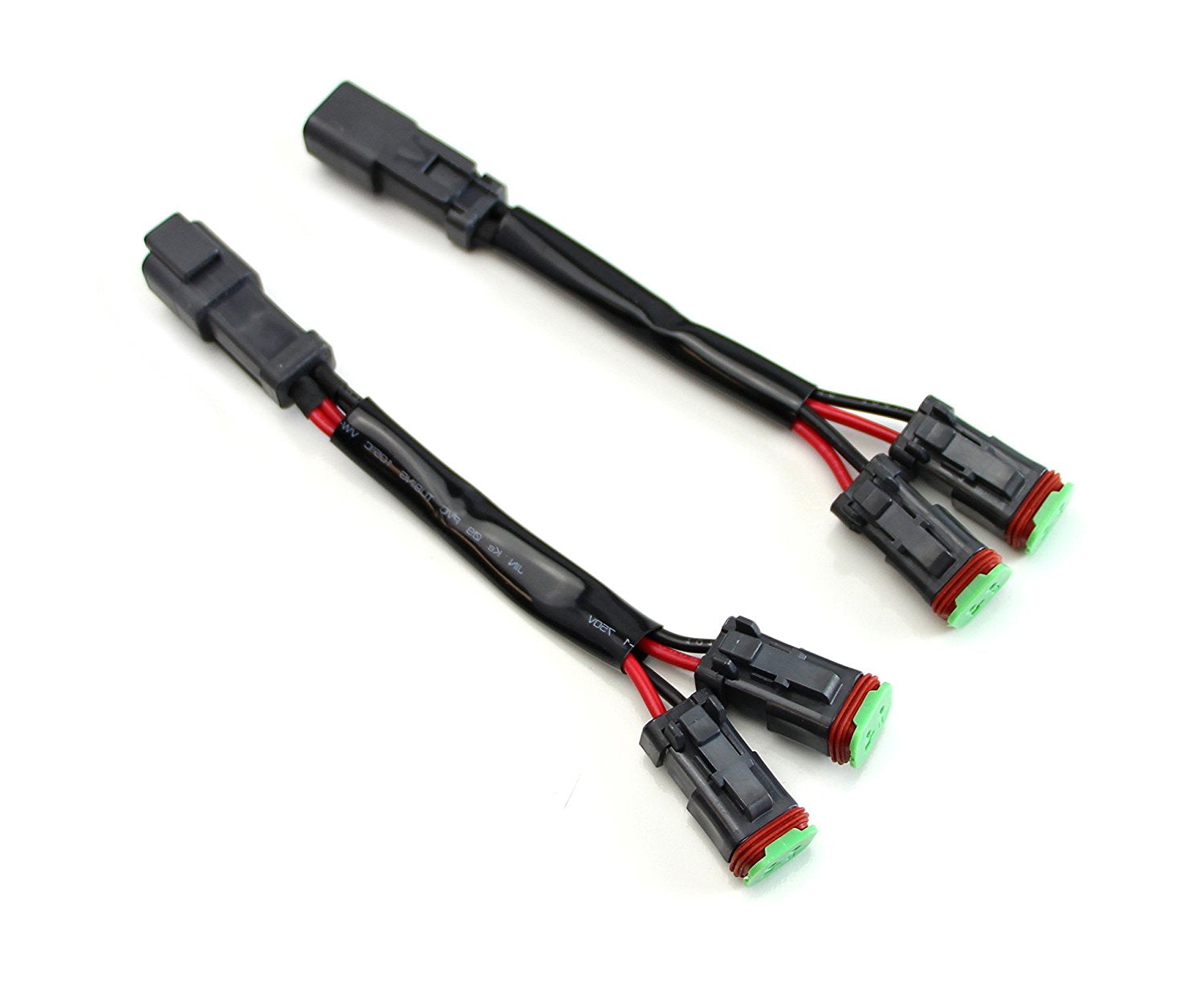 Pair of splitter wiring harness adapters for automotive off-road vehicle lights