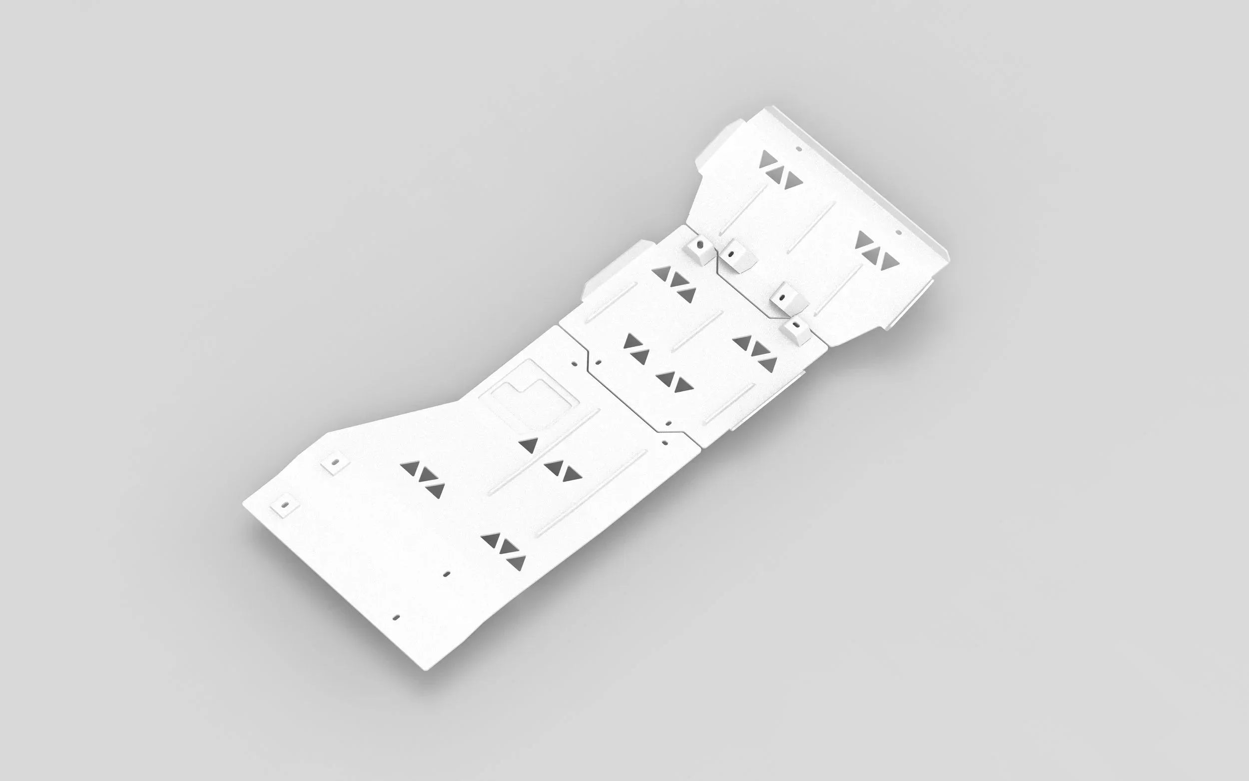 Aluminum skid plate for Toyota Tacoma, vehicle underbody armor with cutout patterns