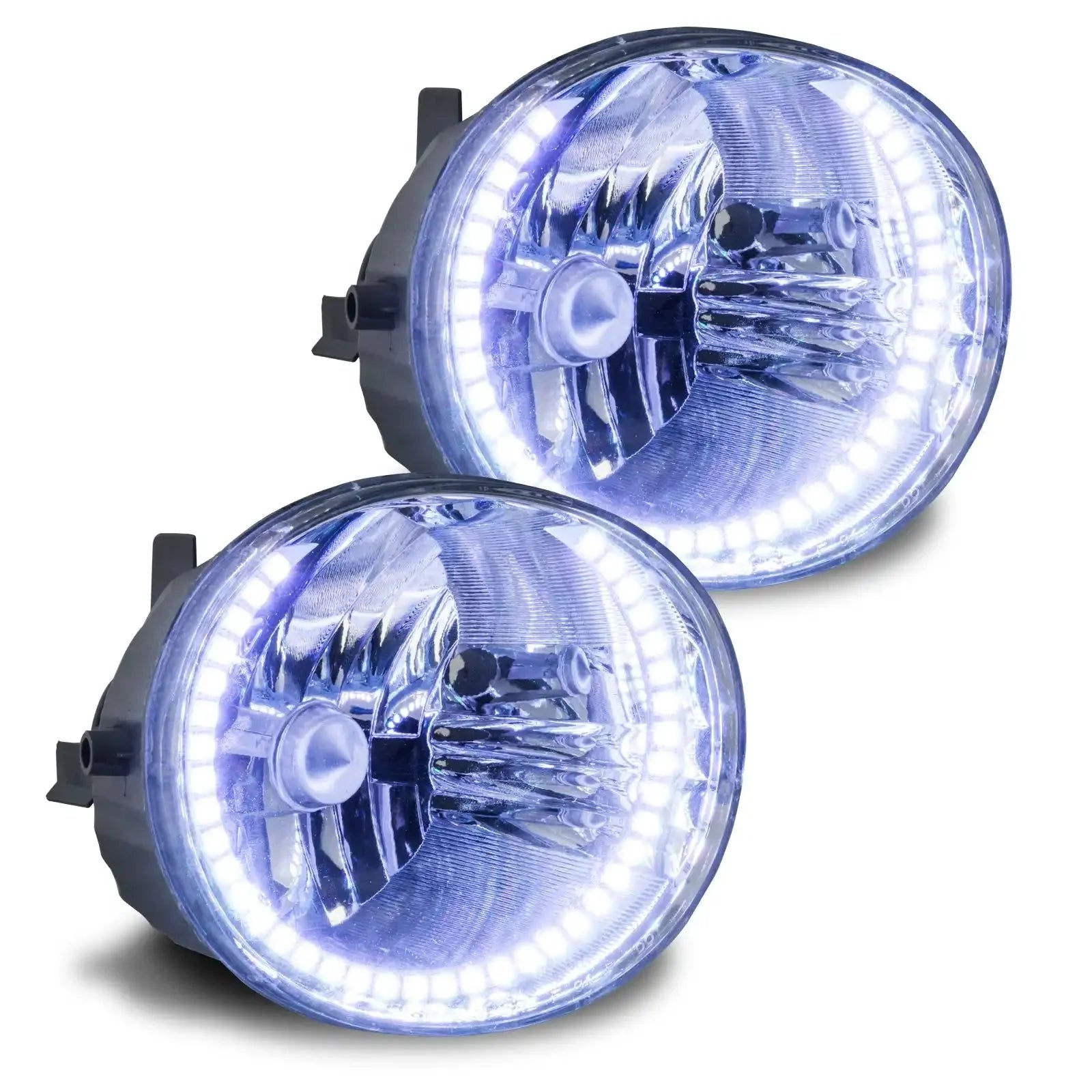 Pair of round LED halo fog lights for off-road vehicles and trucks
