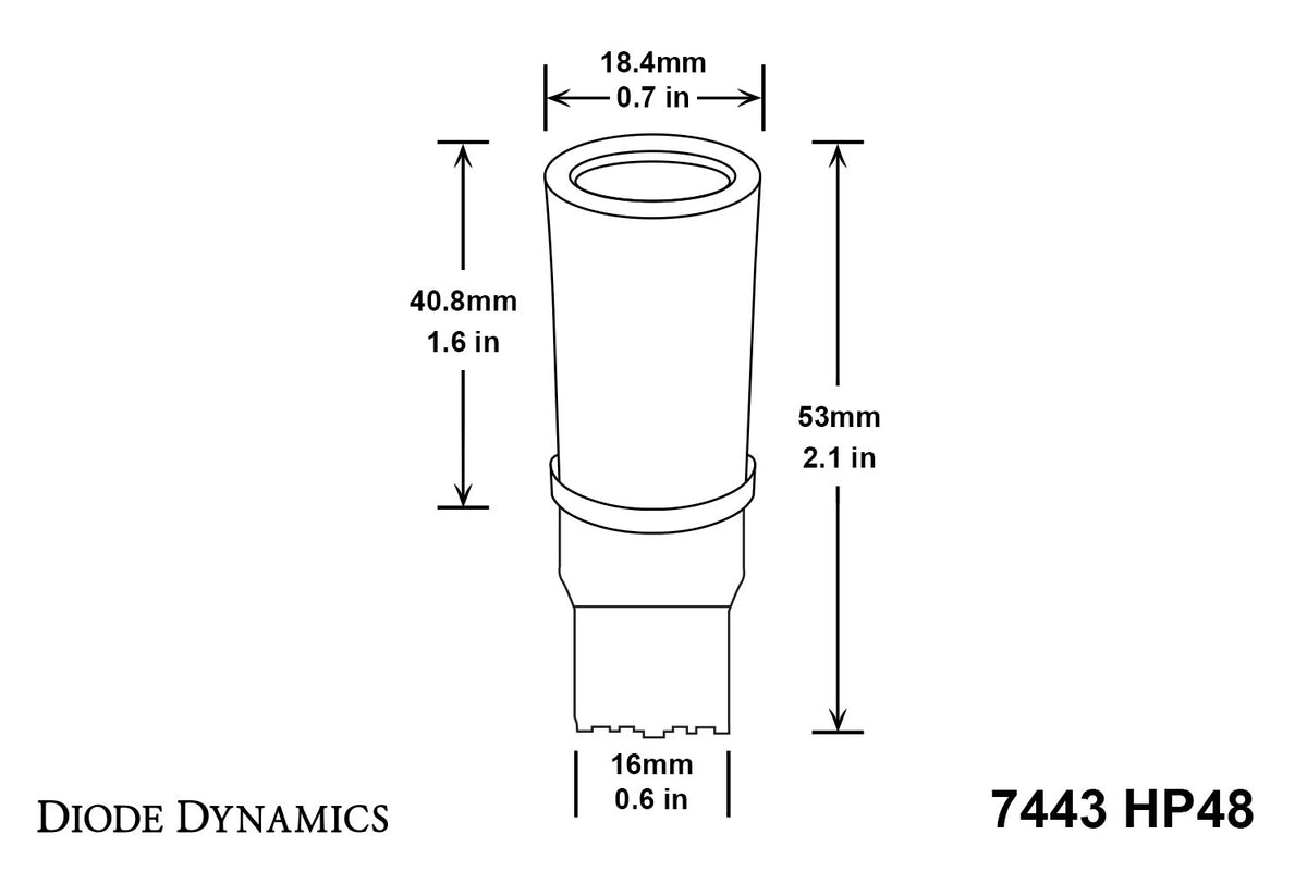 Diode Dynamics 7440/7443 HP48 turn signal LED bulb for trucks and SUVs – dimensions