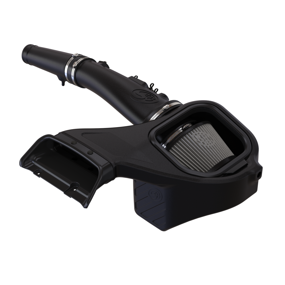 Dry Extendable Cold Air Intake for 2018-2021 Ford F-150 Powerstroke 3.0L on a white background