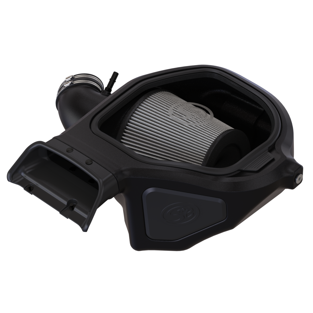 Dry Extendable Cold Air Intake for the 2023-2025 Ford F-150 Raptor R with 3.8L Whipple Supercharger on a white background
