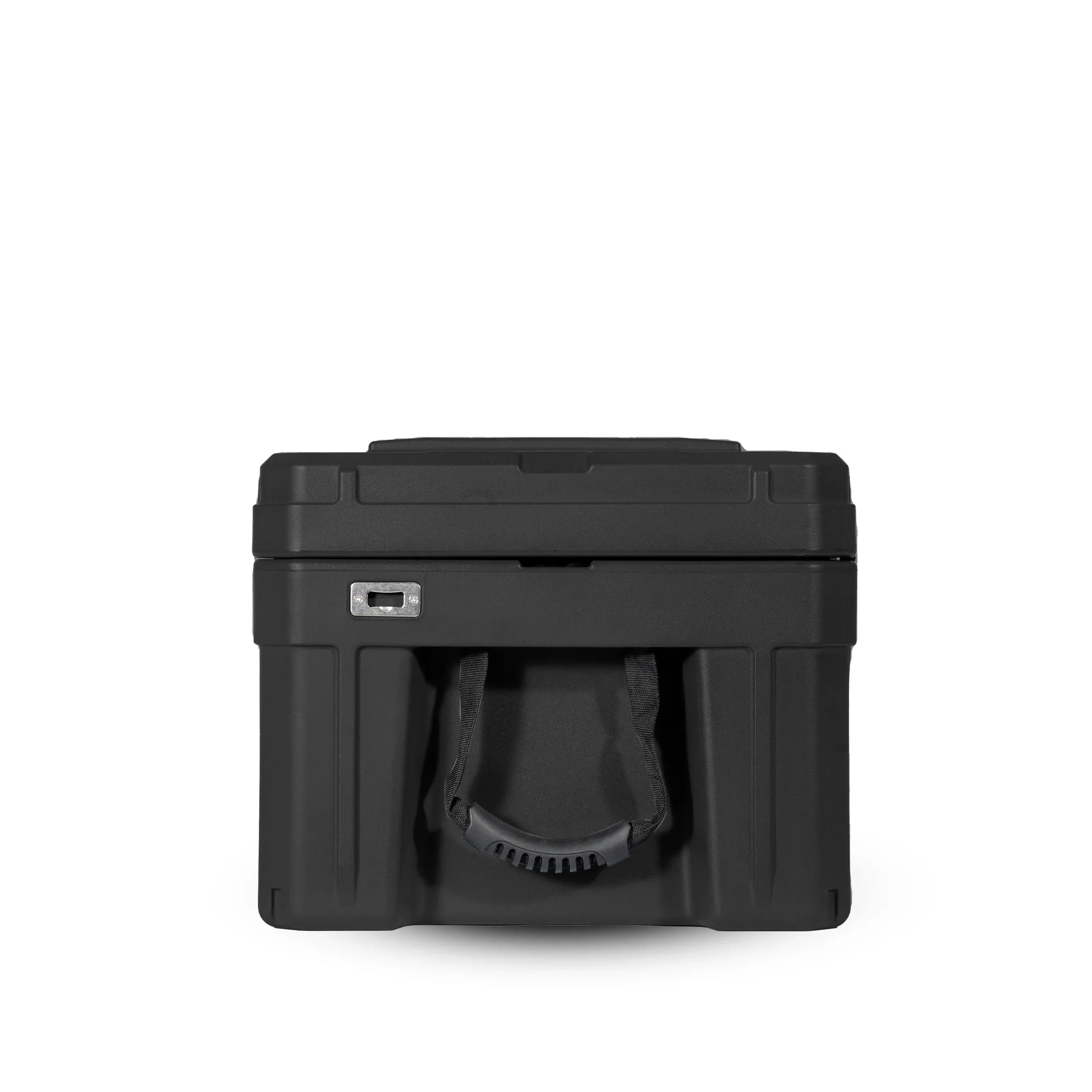 Black hard shell overland storage case with handle, gear box for expedition vehicles