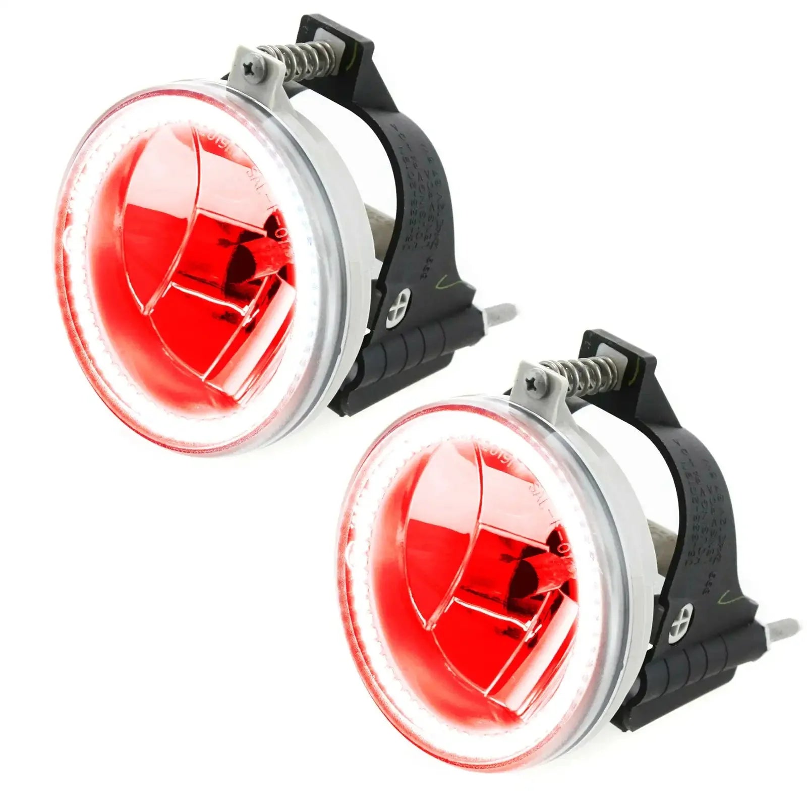 Pair of red LED halo fog lights for off-road vehicles and trucks