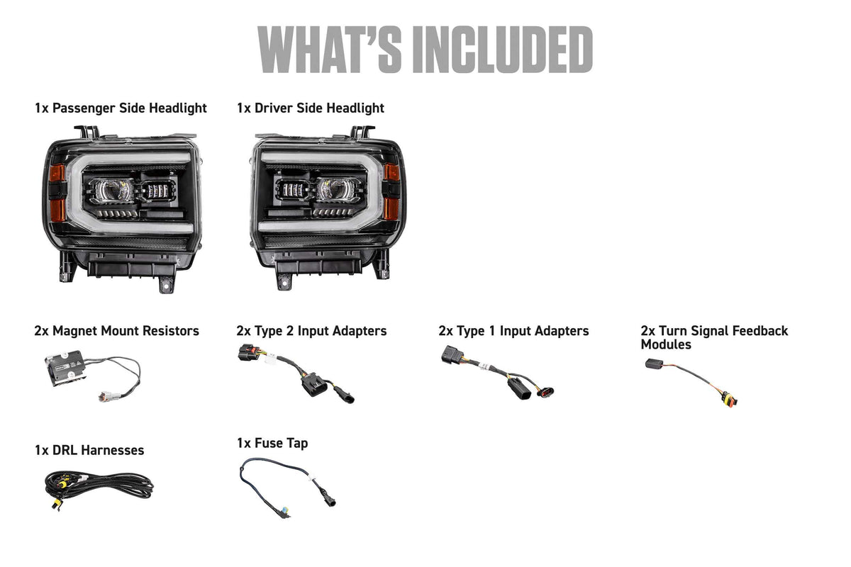 Morimoto XB Evo Hybrid Headlights: 14-18 GMC Sierra / 15-19 GMC Sierra HD (Set)