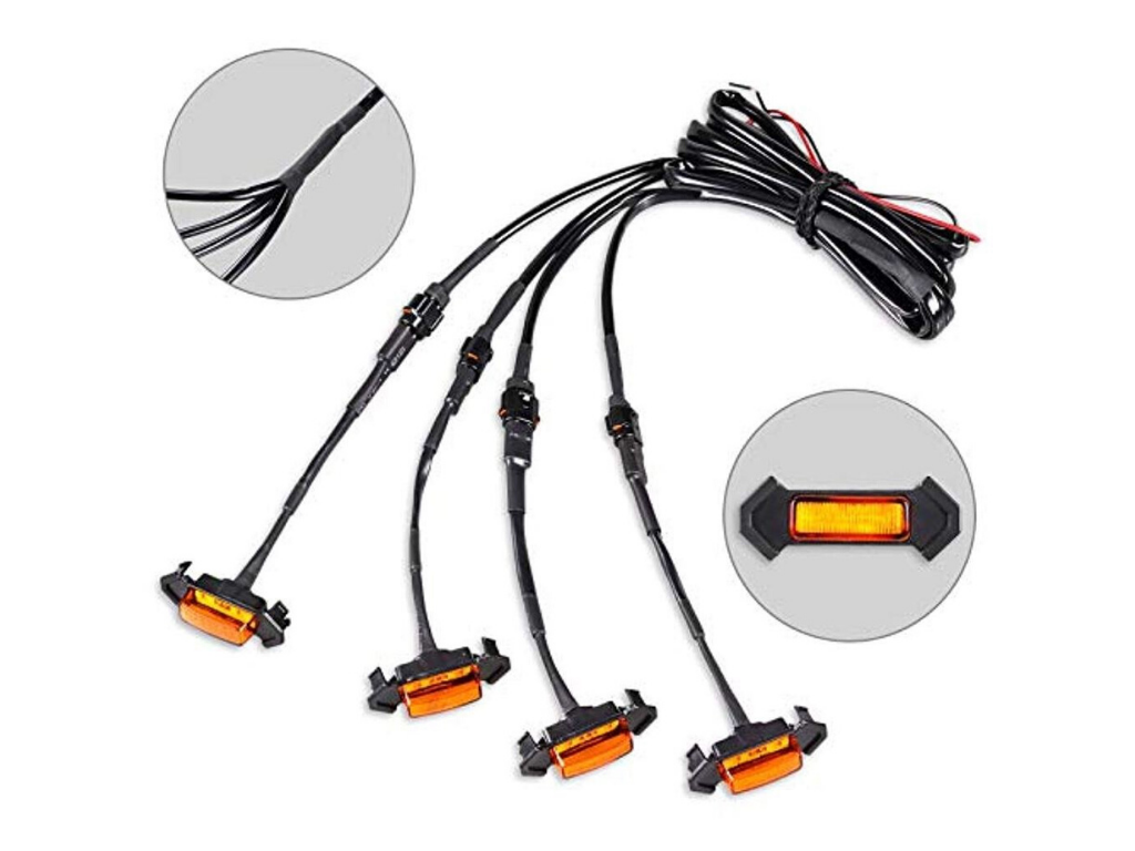 Amber LED grille lights wiring harness kit for off-road vehicle front grille upgrade