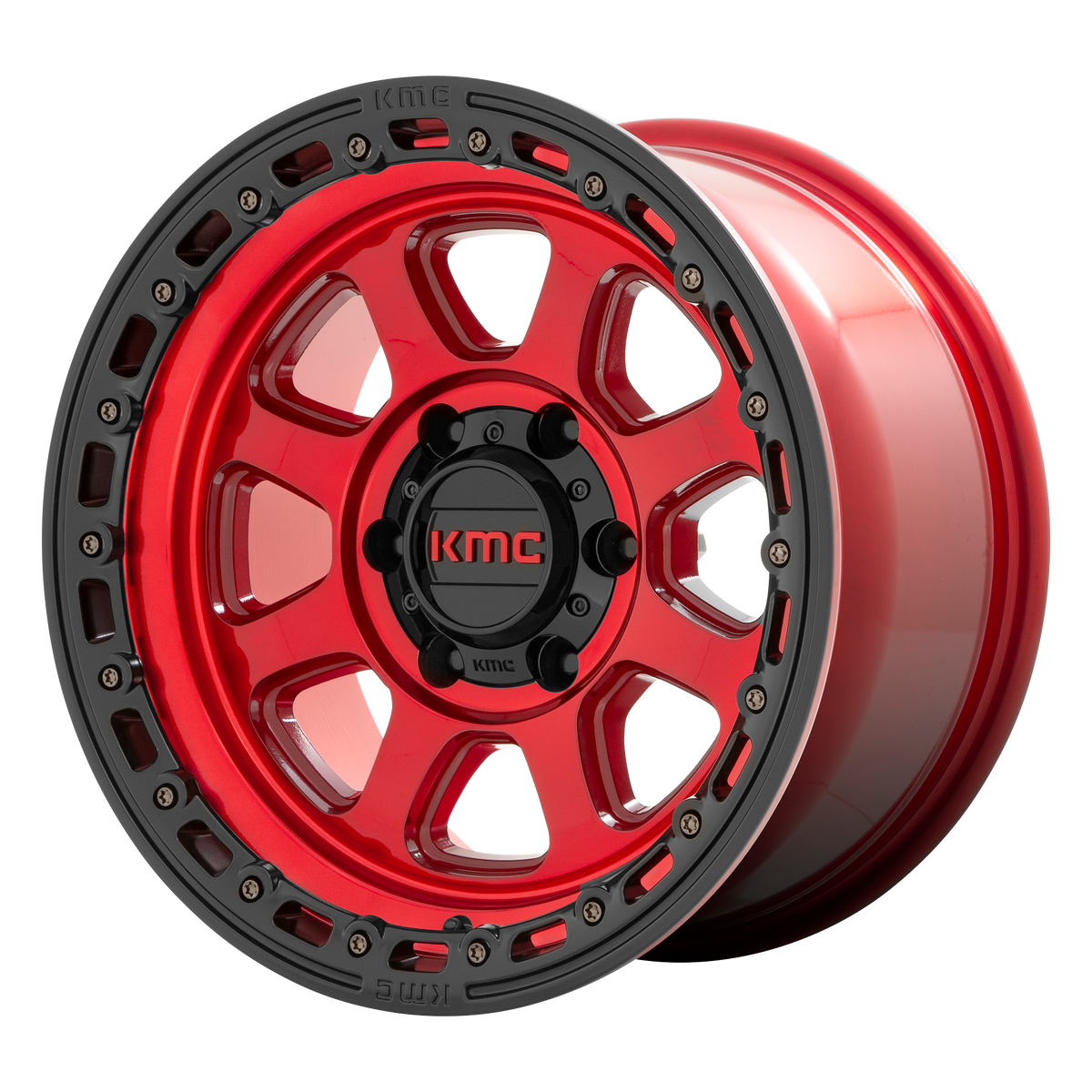 KMC Chase Candy Red w/ Black Lip (KM548) Wheel - Candy Red w/ Black Lip