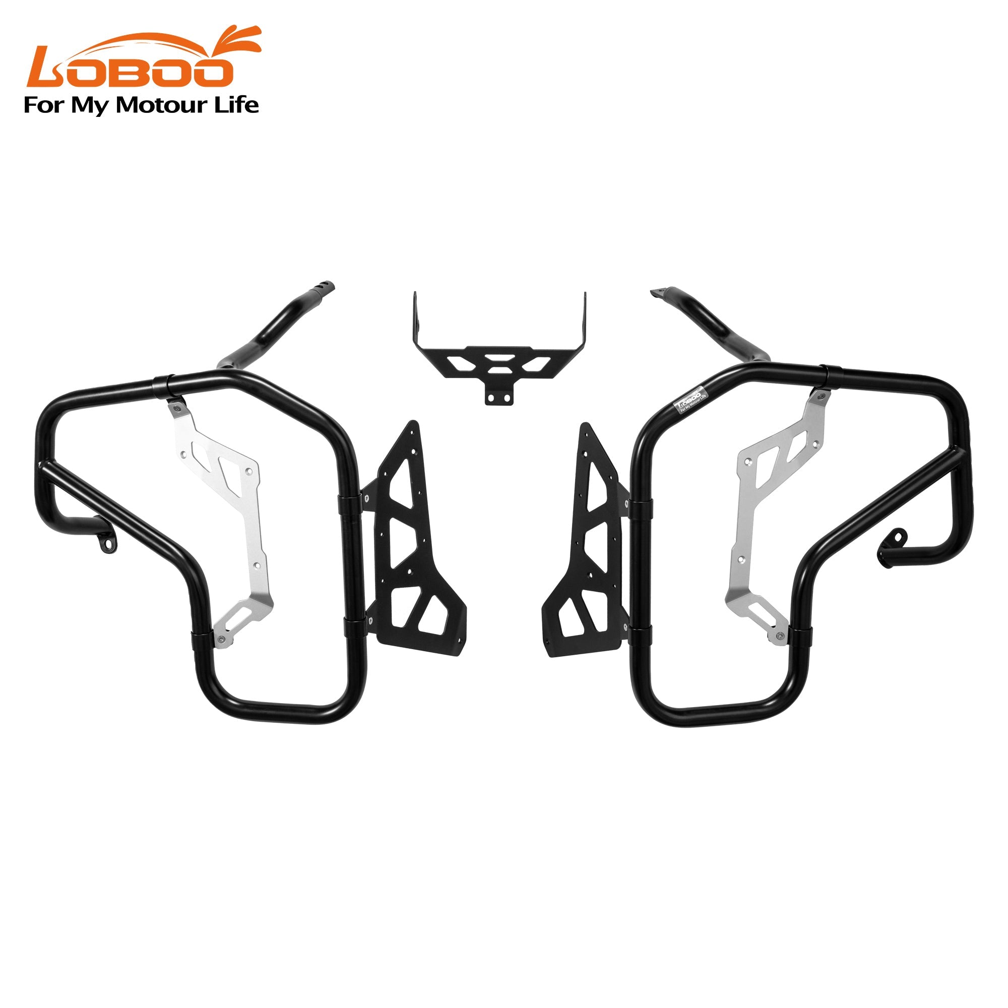 LOBOO Upper Crash Bar for BMW R1300GS Adventure (2024-on) – 304 Stainless Steel, Multi-Point Support, Silver / Black Finish