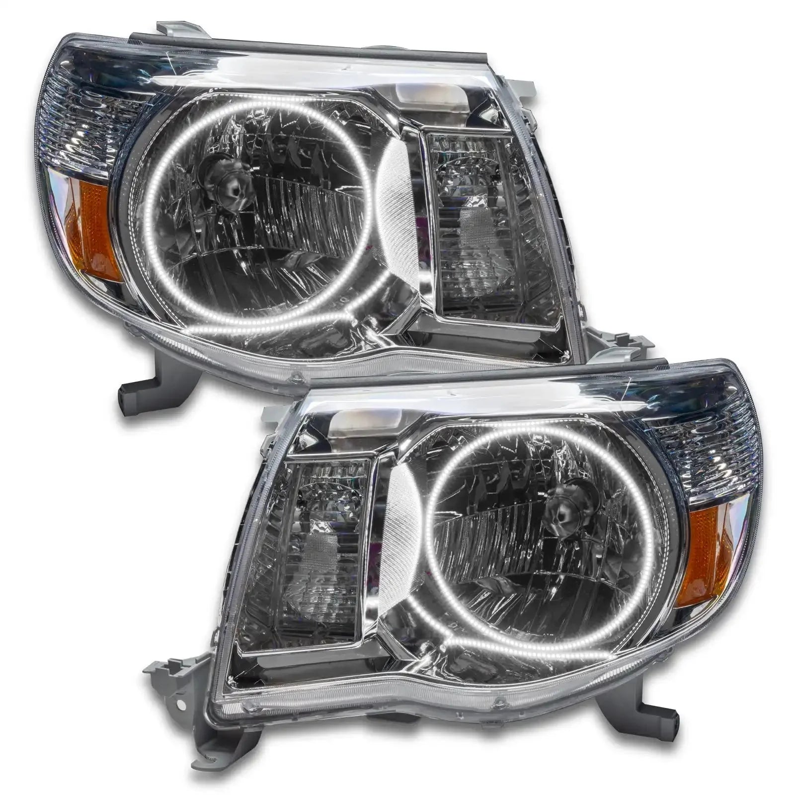 Pair of aftermarket LED halo projector headlights for Toyota Tacoma