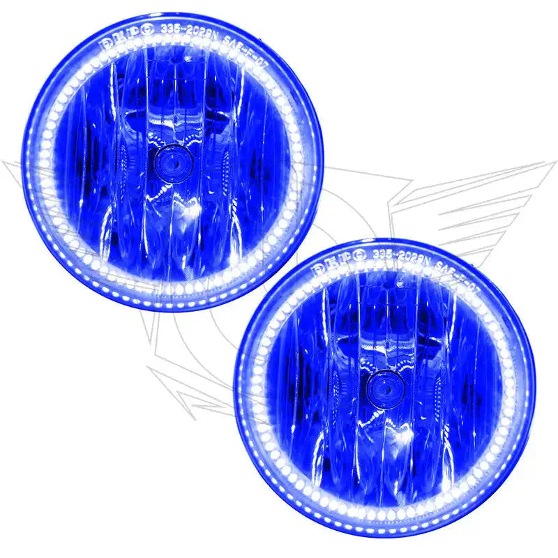 Pair of round blue LED halo headlights for off-road vehicles and trucks