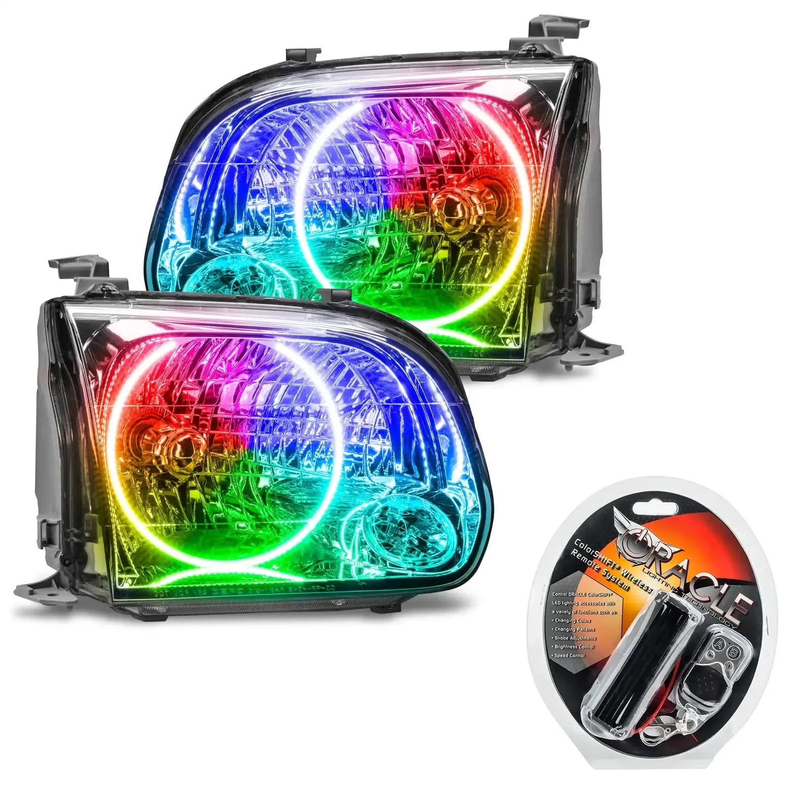 Pair of color changing LED halo headlights with remote for Toyota truck or SUV