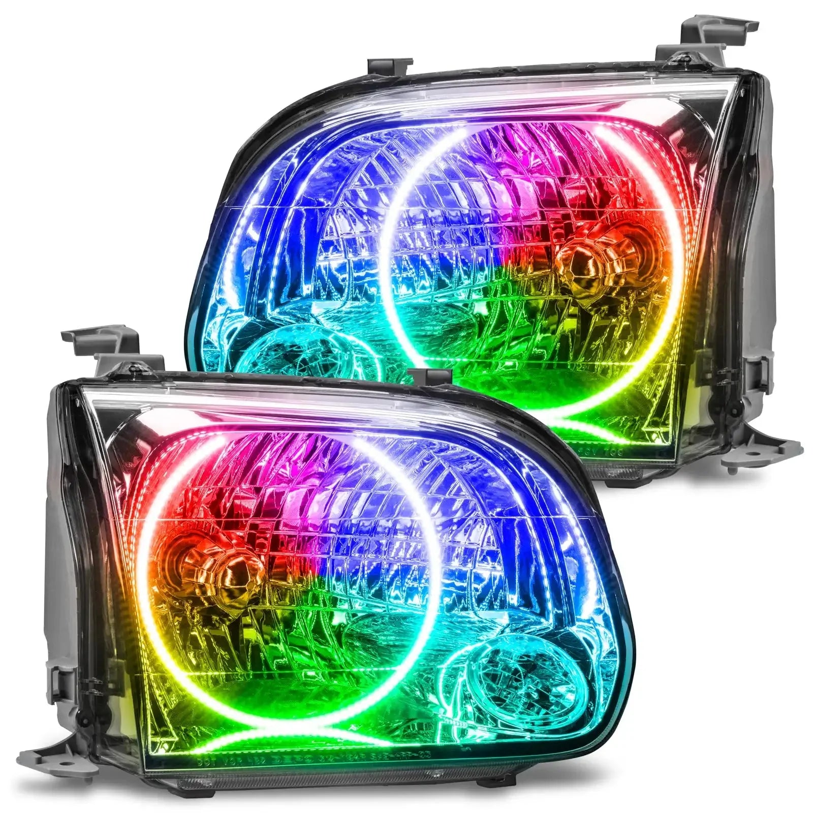 Pair of RGB halo LED headlights for Toyota 4Runner with multi-color display