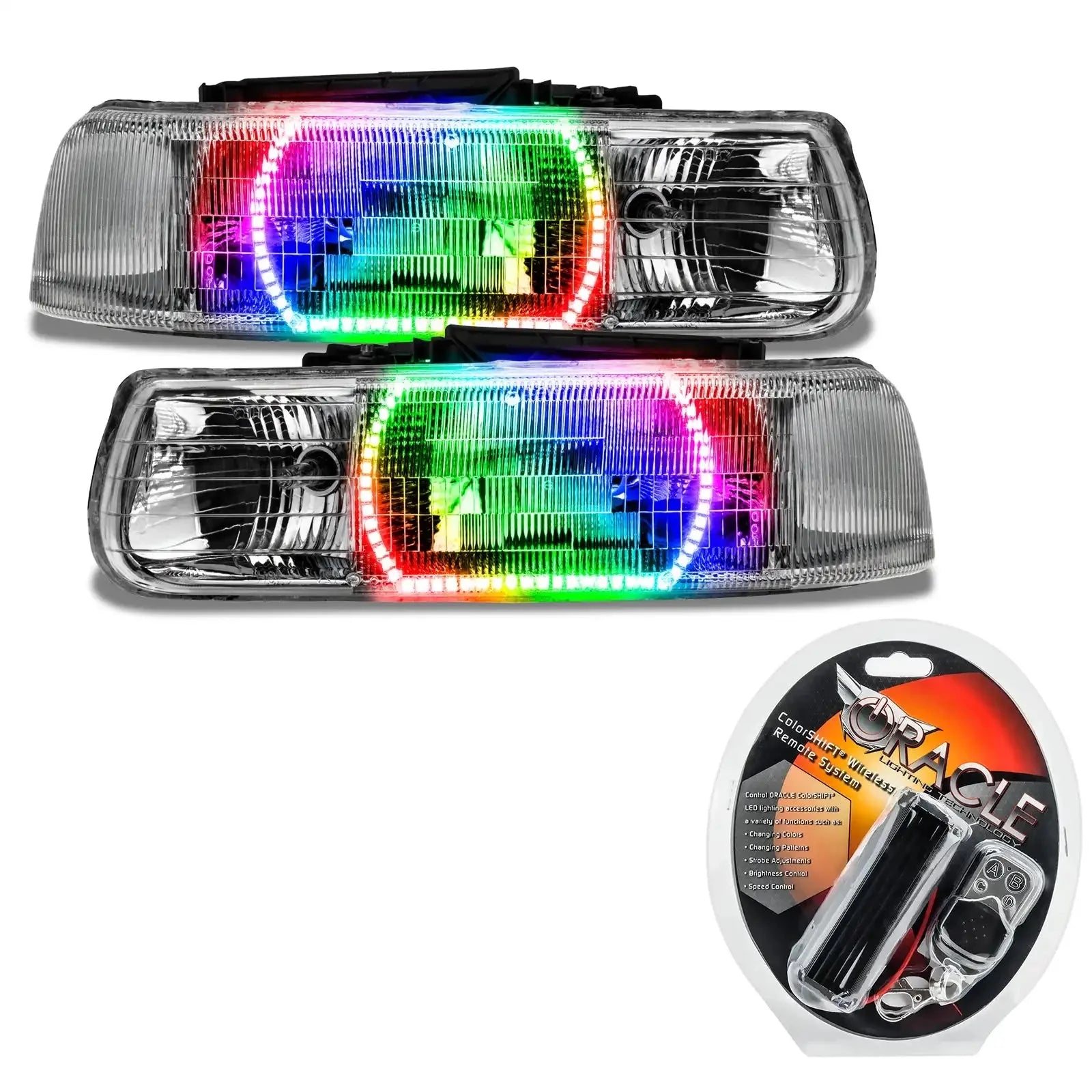 Pair of RGB LED halo headlights for Toyota Tacoma with remote control kit