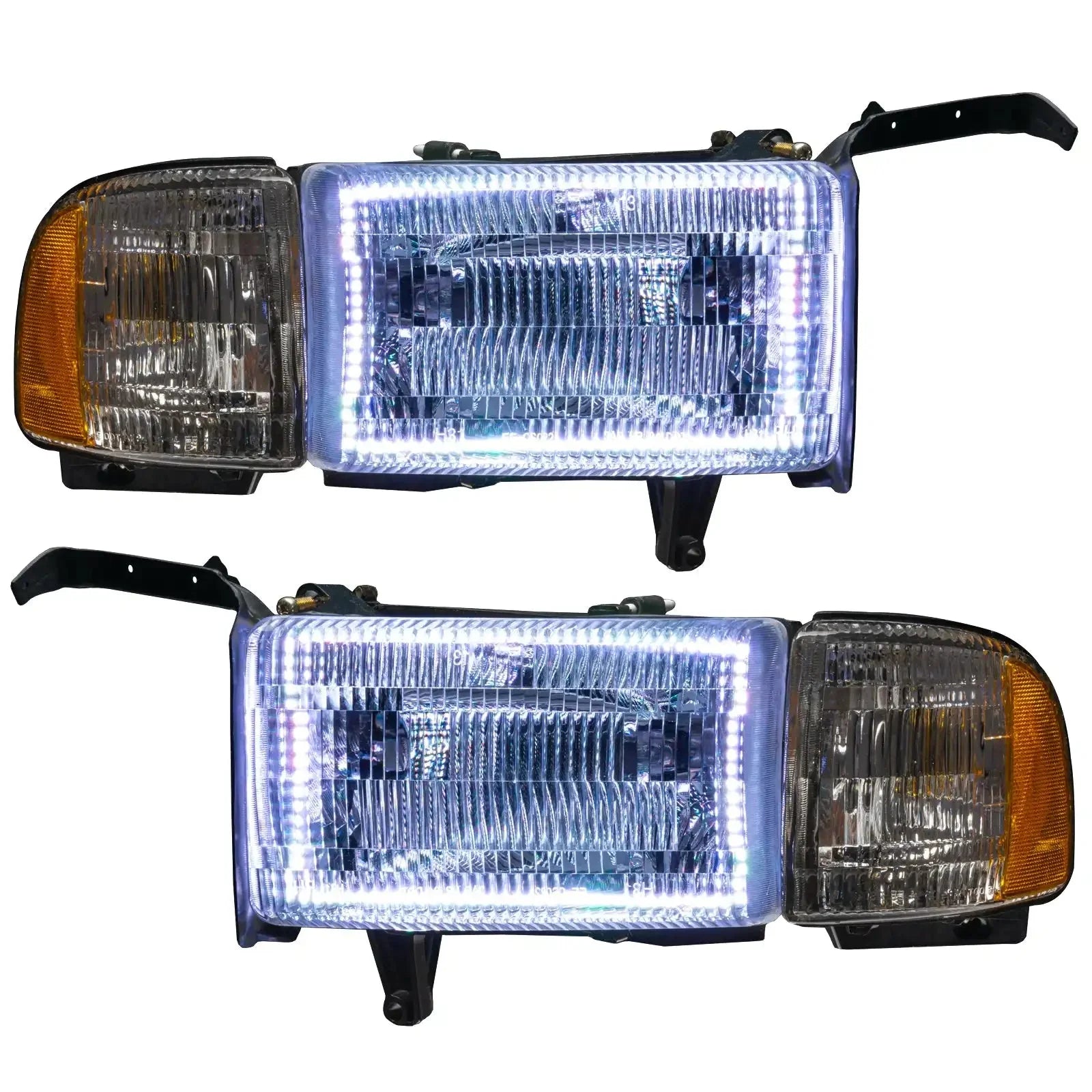 Pair of LED halo headlights with amber turn signals for Toyota truck or SUV