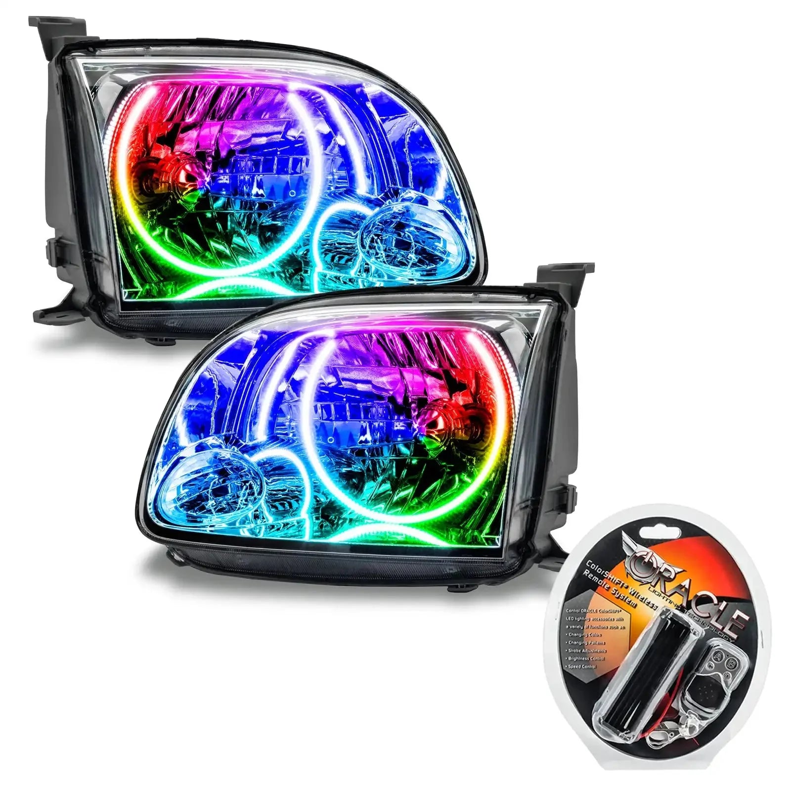 Pair of multicolor LED halo headlights with remote controller for Toyota Tacoma