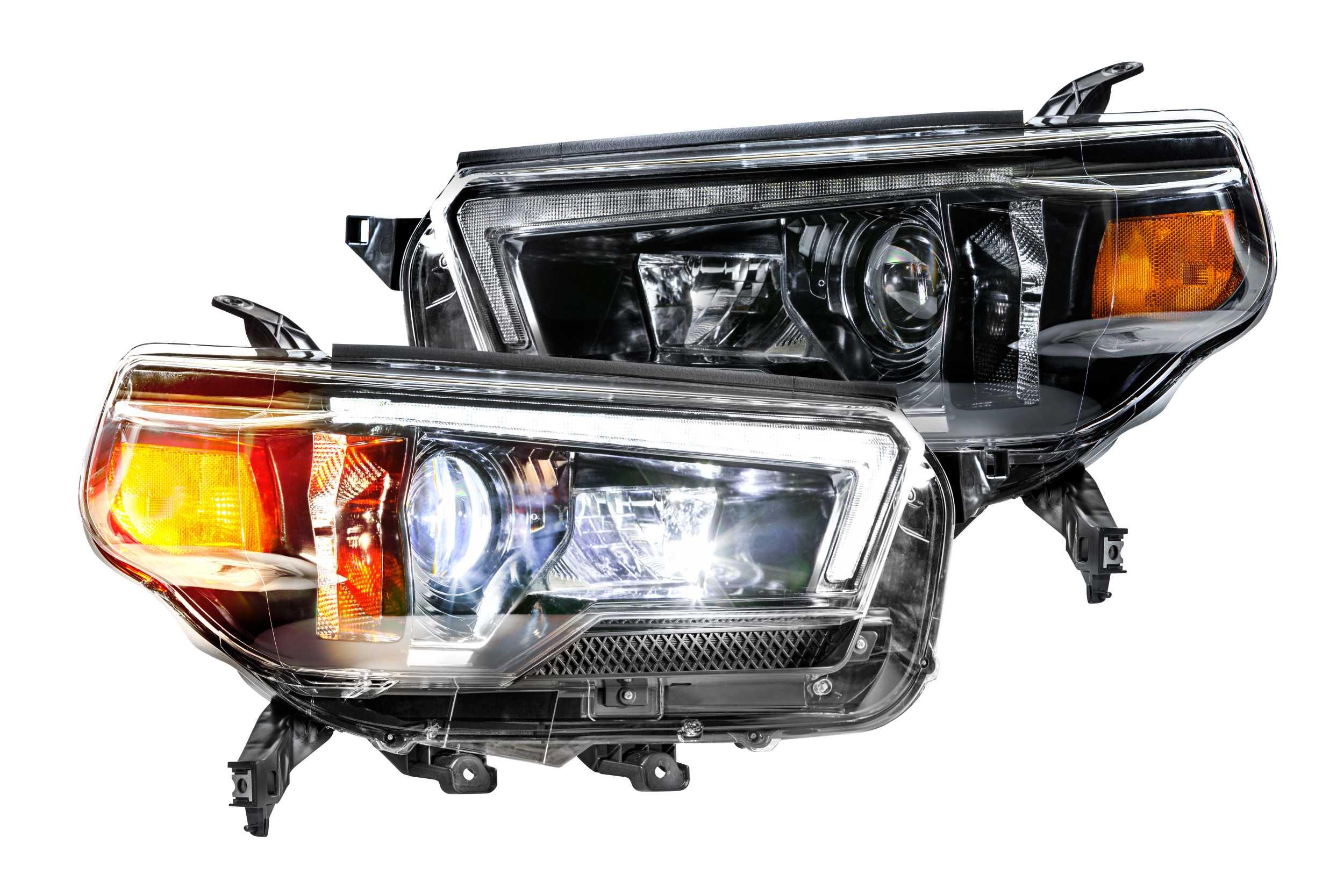 LED projector headlights set for Toyota Tacoma, clear lens with amber turn signals