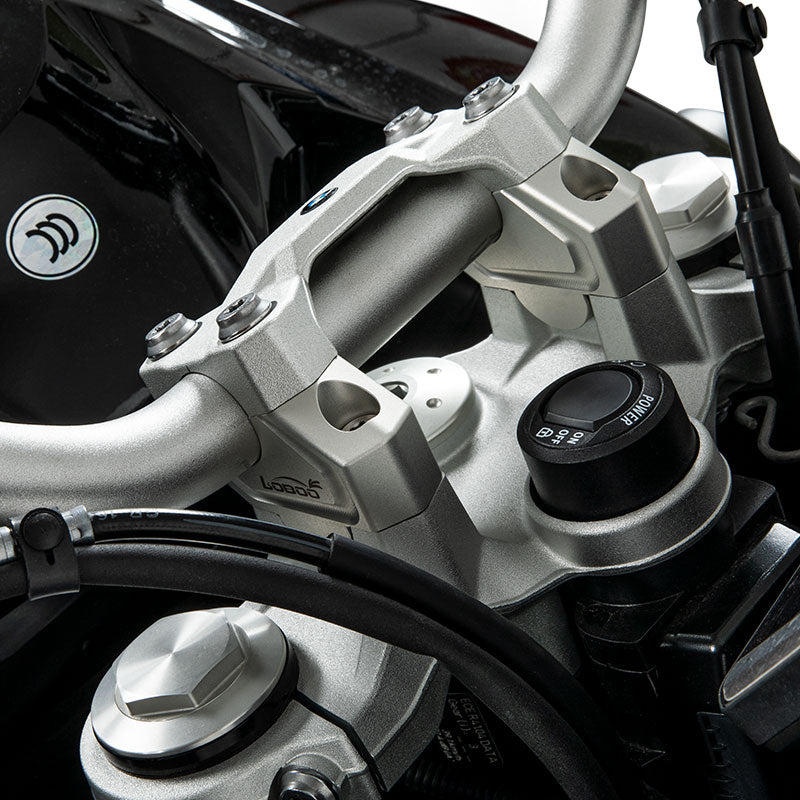 LOBOO Handlebar Risers for BMW F750GS / F850GS / F850GS Adventure / F900GS Adventure (2021-on) – CNC Aluminum 0.75 in Rise / 0.98 in Setback, Silver Anodized Finish
