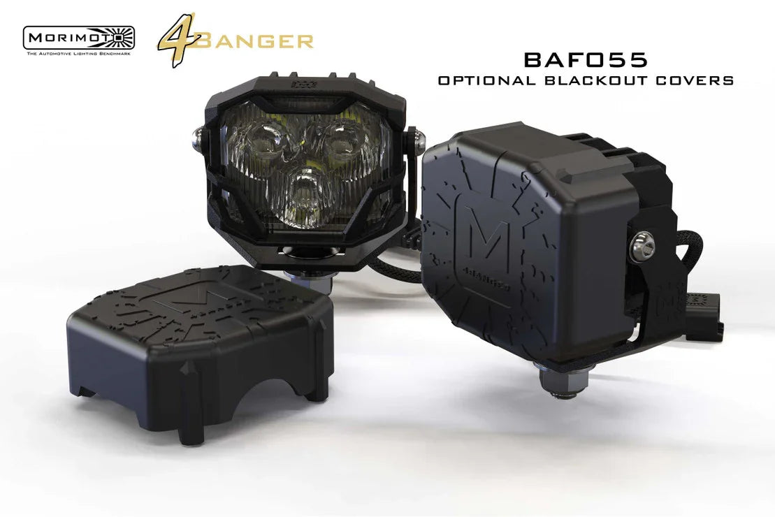 Morimoto 4Banger off-road LED light pod with BAF055 optional blackout covers, automotive lighting accessory