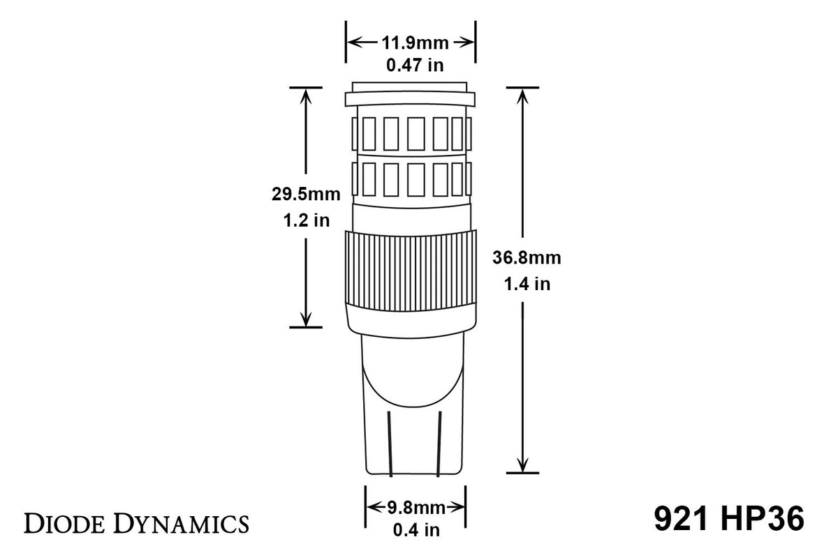 Diode Dynamics 921 HP36 LED bulbs for trucks and SUVs – dimensions