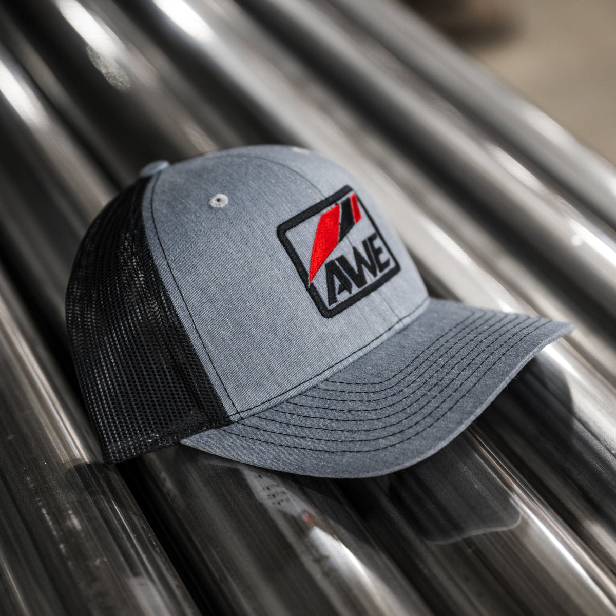 AWE meshback hat in heather gray for universal fit