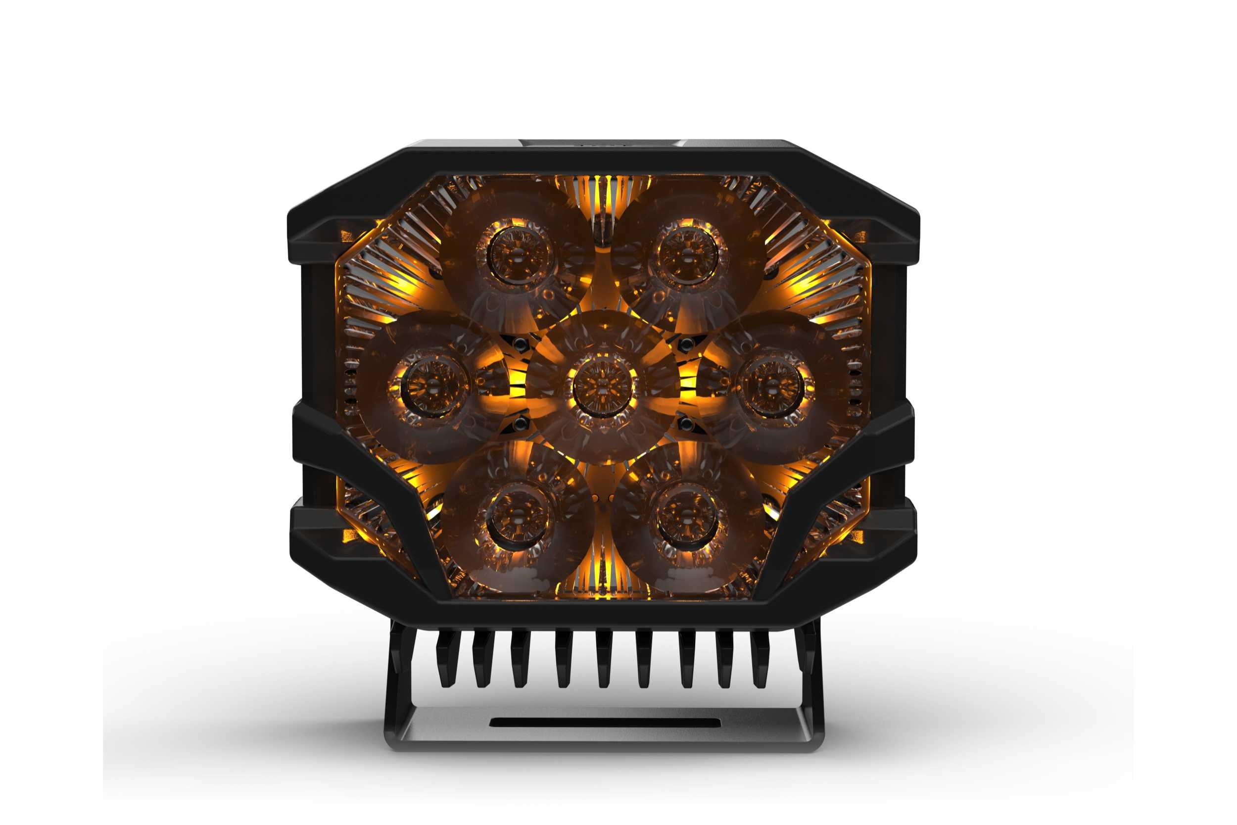 LED off-road light pod with amber illumination, rugged housing, for trucks and SUVs