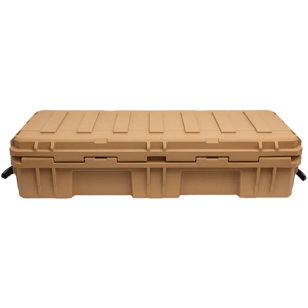 tan heavy-duty cargo storage box for overlanding and expedition vehicle gear