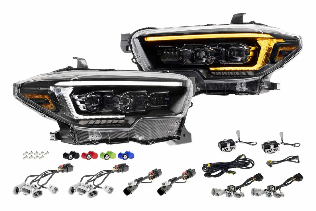 LED projector headlights with amber DRL and wiring kit for Toyota Tacoma