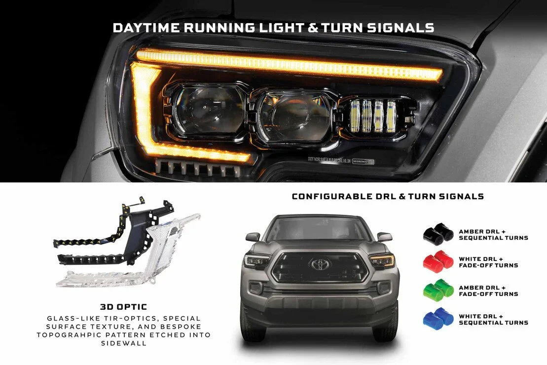 Toyota Tacoma XB Evo LED headlights with configurable DRL and sequential turn signals