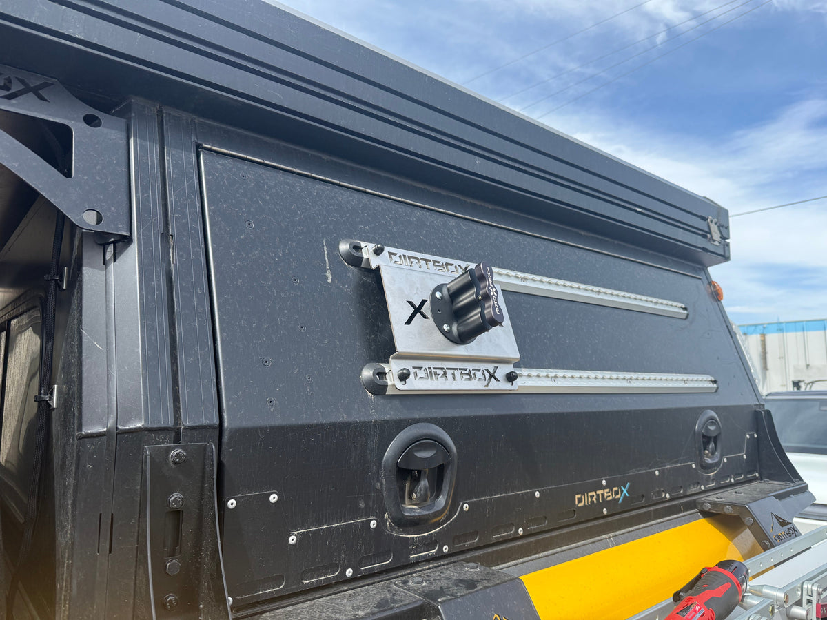 Dirtbox Overland RotopaX fuel and water mount for canopy campers, universal fit