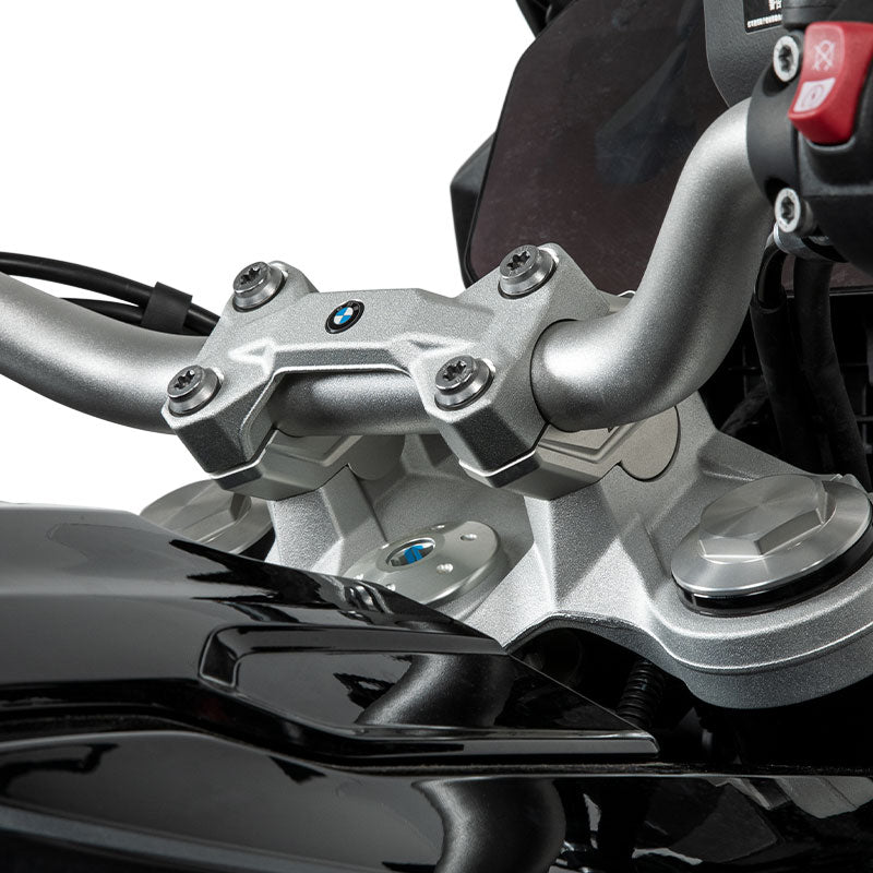 LOBOO Handlebar Risers for BMW F750GS / F850GS / F850GS Adventure / F900GS Adventure (2021-on) – CNC Aluminum 0.75 in Rise / 0.98 in Setback, Silver Anodized Finish