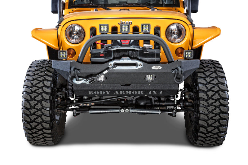 Body Armor 4x4 Mid-Stubby Front Winch Bumper, fits Jeep Wrangler