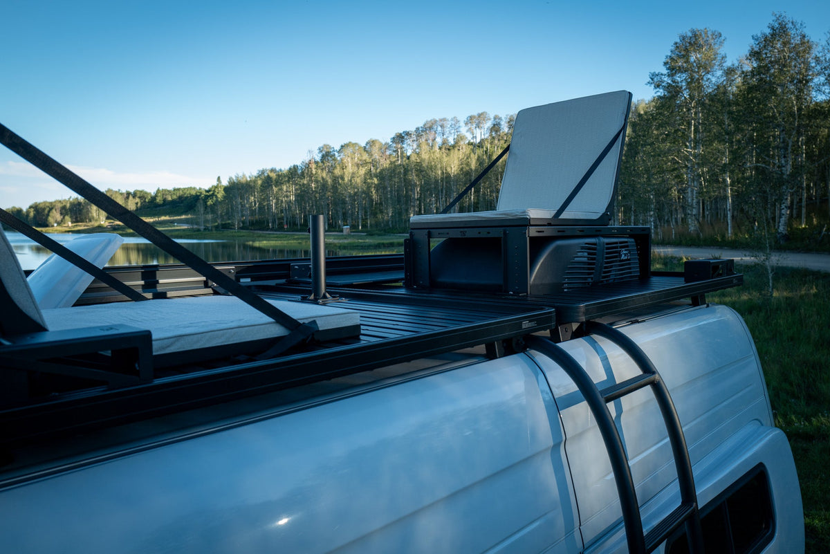 Canyon Adventure Vans Rooftop Lounge seating system for van roof racks
