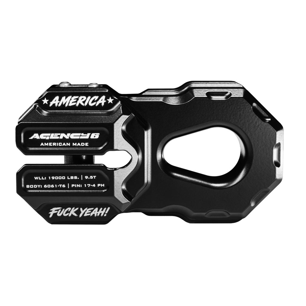 Agency 6 250th Edition Billet Winch Shackle in black for universal fit
