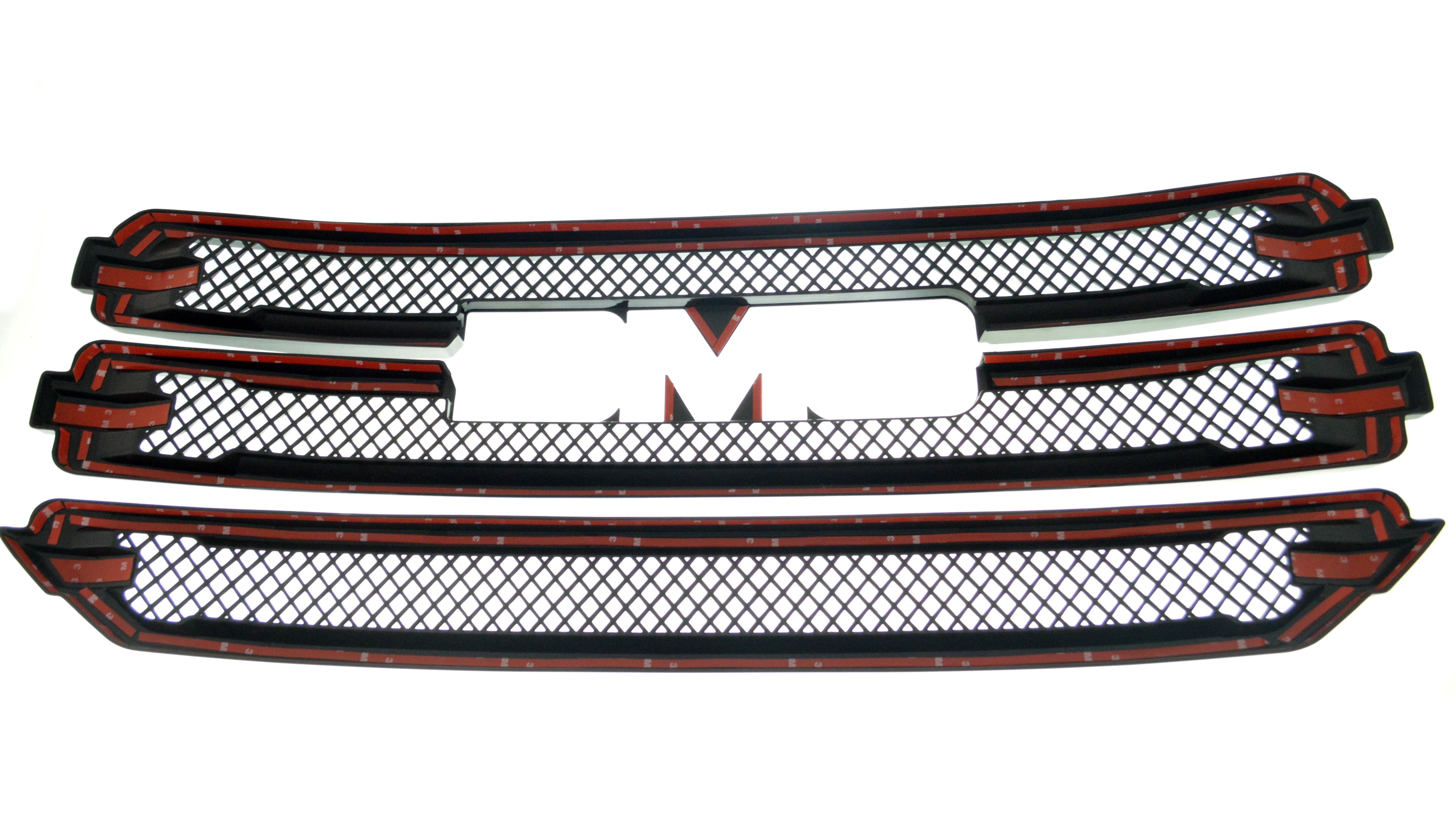 2016-2018 GMC Sierra 1500 SLT 3PC Gloss Black Overlay Grille