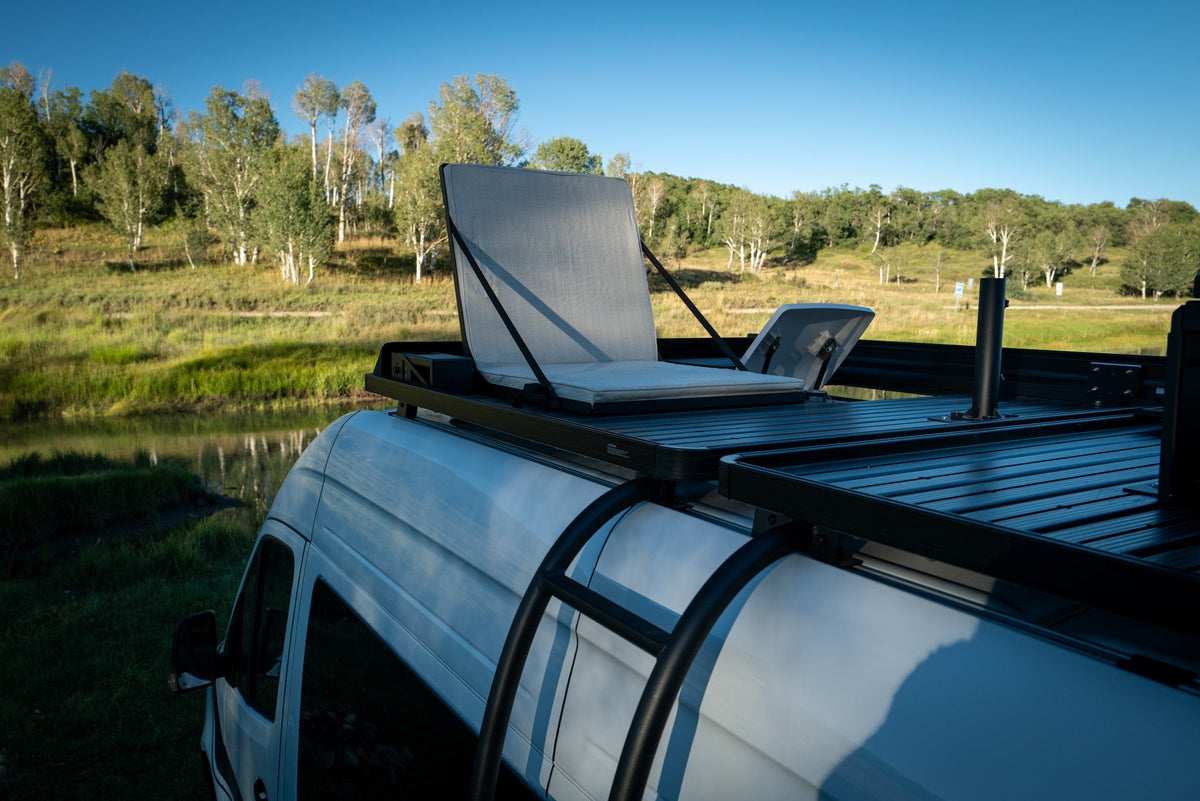 Canyon Adventure Vans Rooftop Lounge seating system for van roof racks