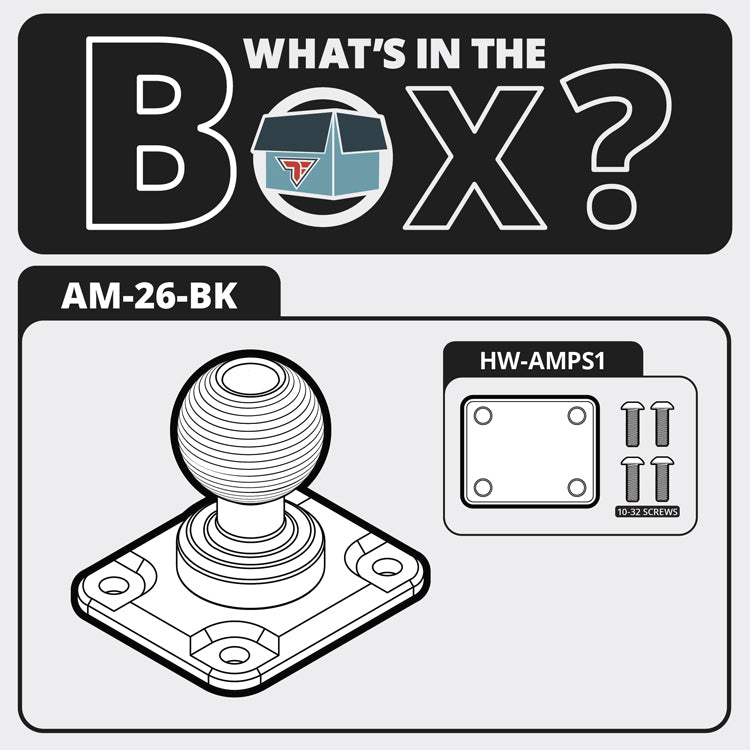 Tackform AMPS mount with 26mm metal ball and hardware kit, universal fit