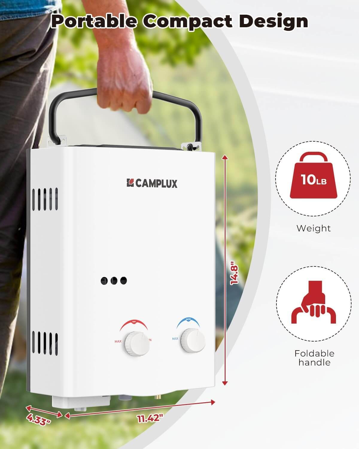 Camplux AY132 Portable Propane Water Heater