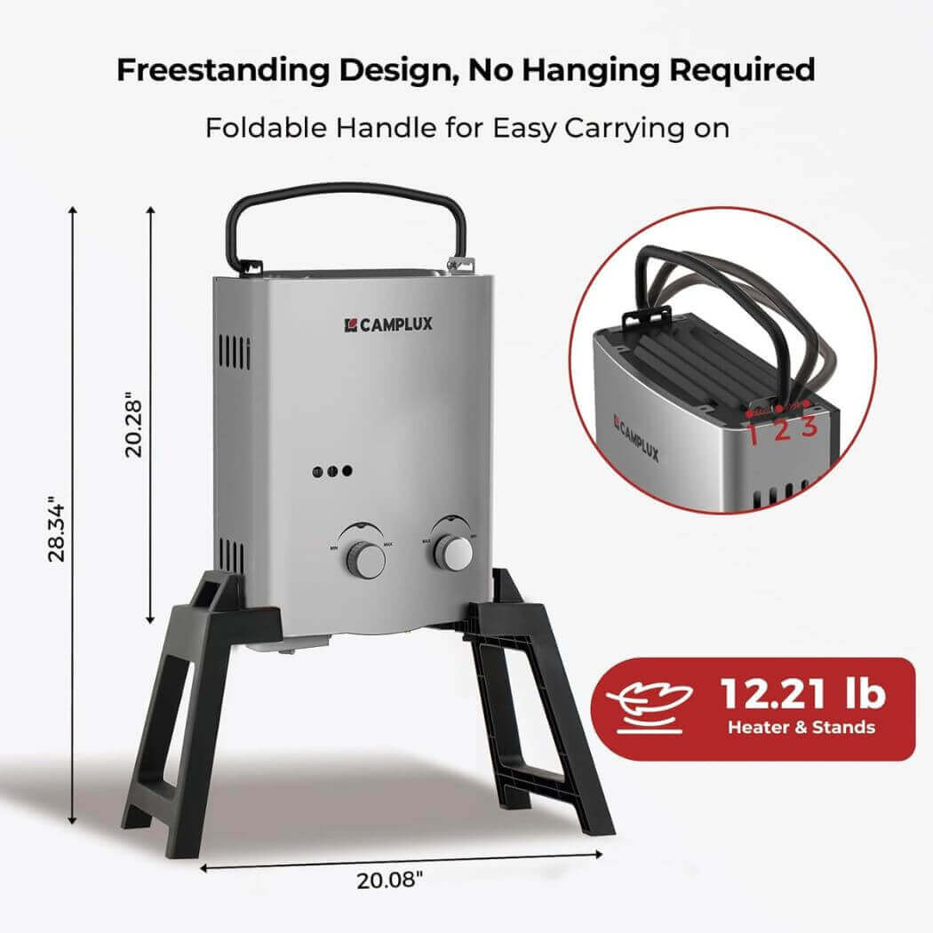Camplux AY132GMAX Portable Propane Water Heater, Pump Stand Kit
