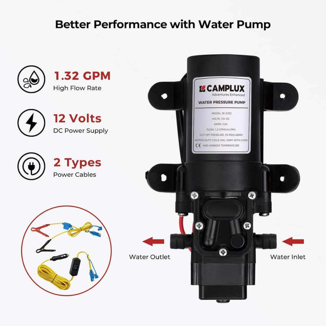 Camplux AY132GMAX Portable Propane Water Heater, Pump Stand Kit