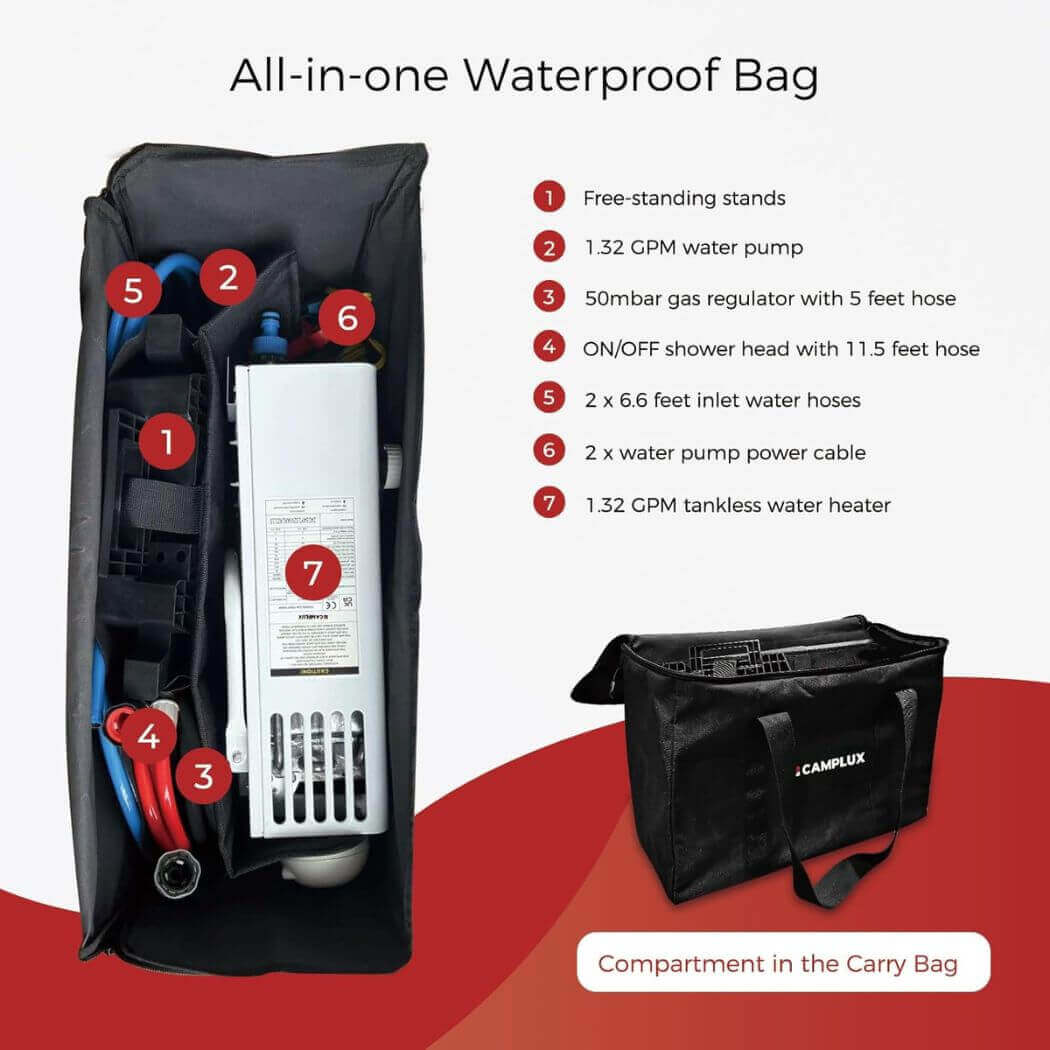 Camplux AY132MAX Portable Propane Water Heater, Pump Stand Kit