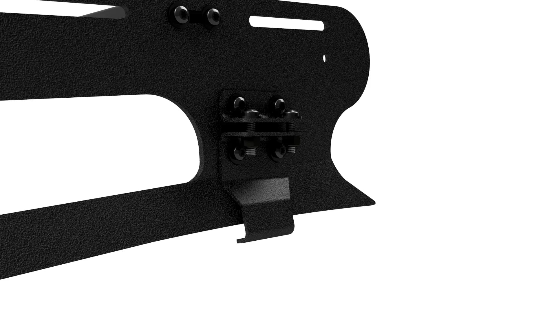 Powder coated steel mounting bracket with bolts for overlanding vehicle accessories