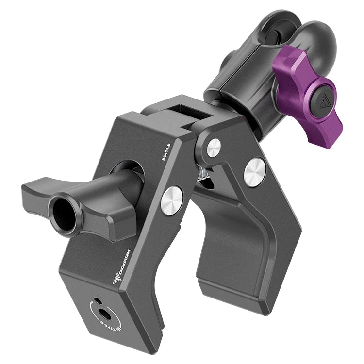 Tackform multi-mount bar clamp with short reach adapter and 20mm socket, universal fit