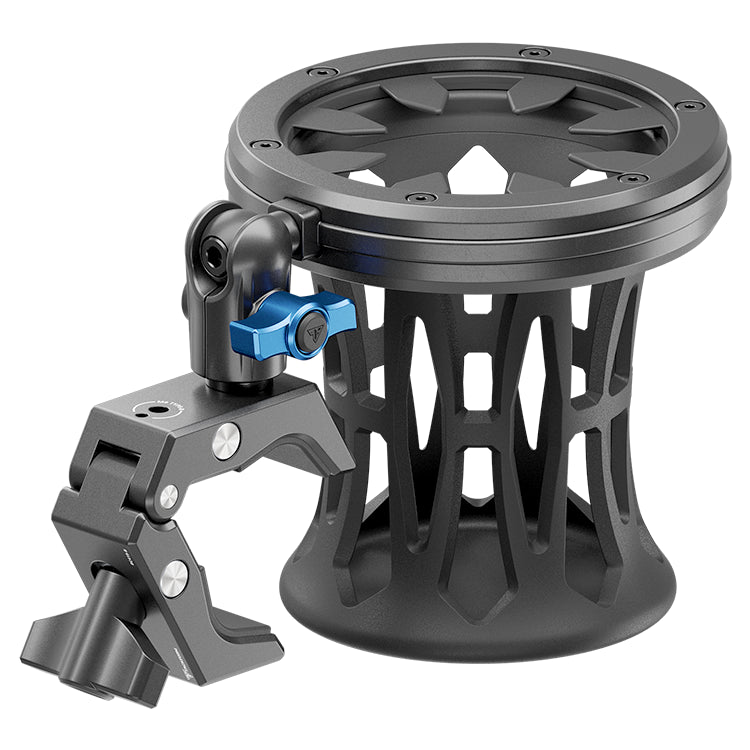Tackform drink holder bar clamp with short reach arm for universal fit