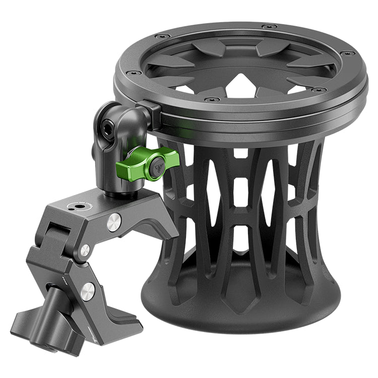 Tackform drink holder bar clamp with short reach arm for universal fit