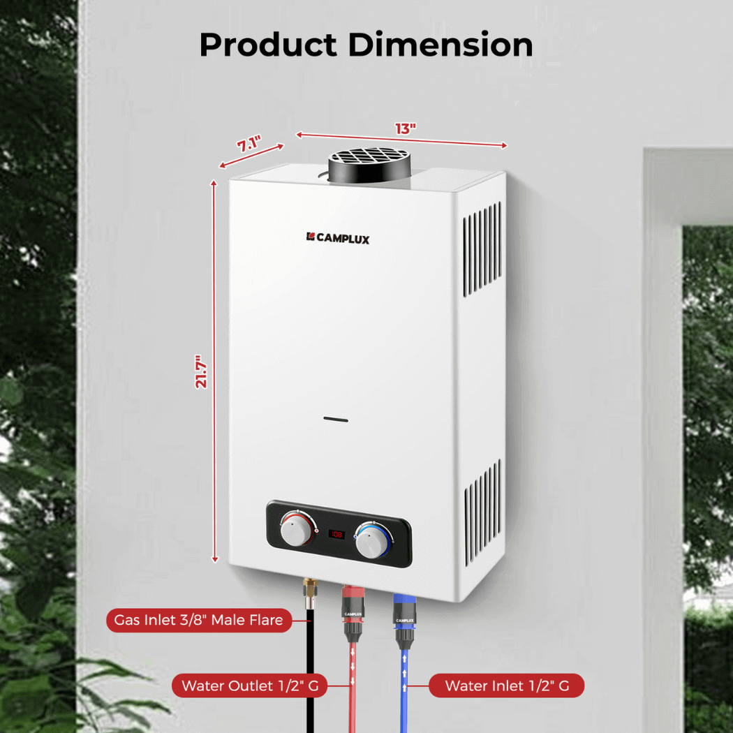 Camplux BD264 Tankless Propane Water Heater Portable