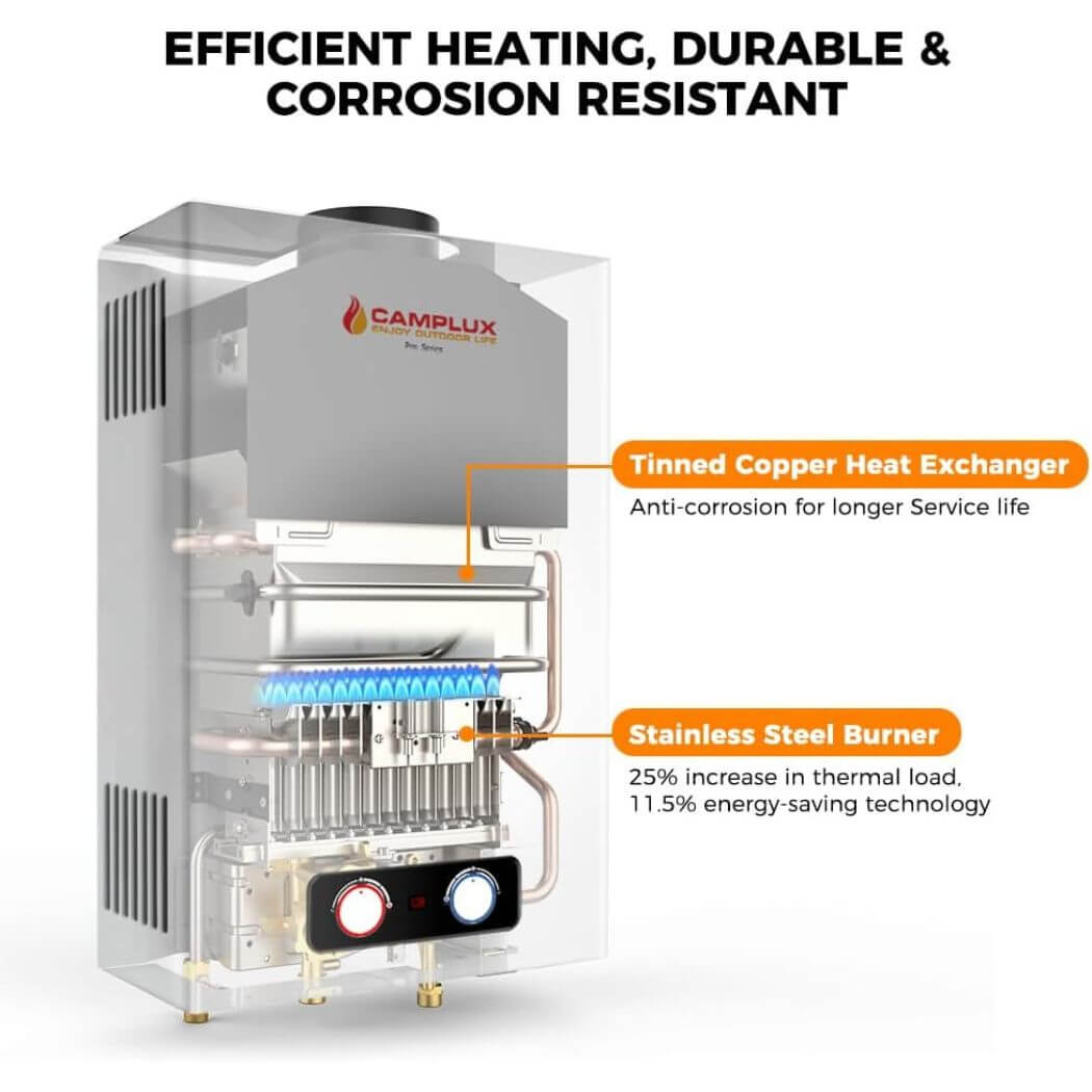 Camplux BD422C On Demand Water Heater Propane With Rain Cap